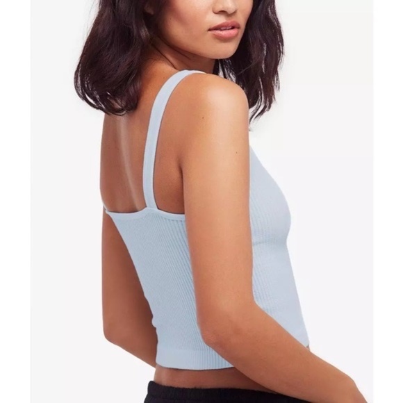 NEW Free People Light Blue Ribbed Brami Tank Top CROP SKY XS/SMALL NWT - Picture 6 of 6